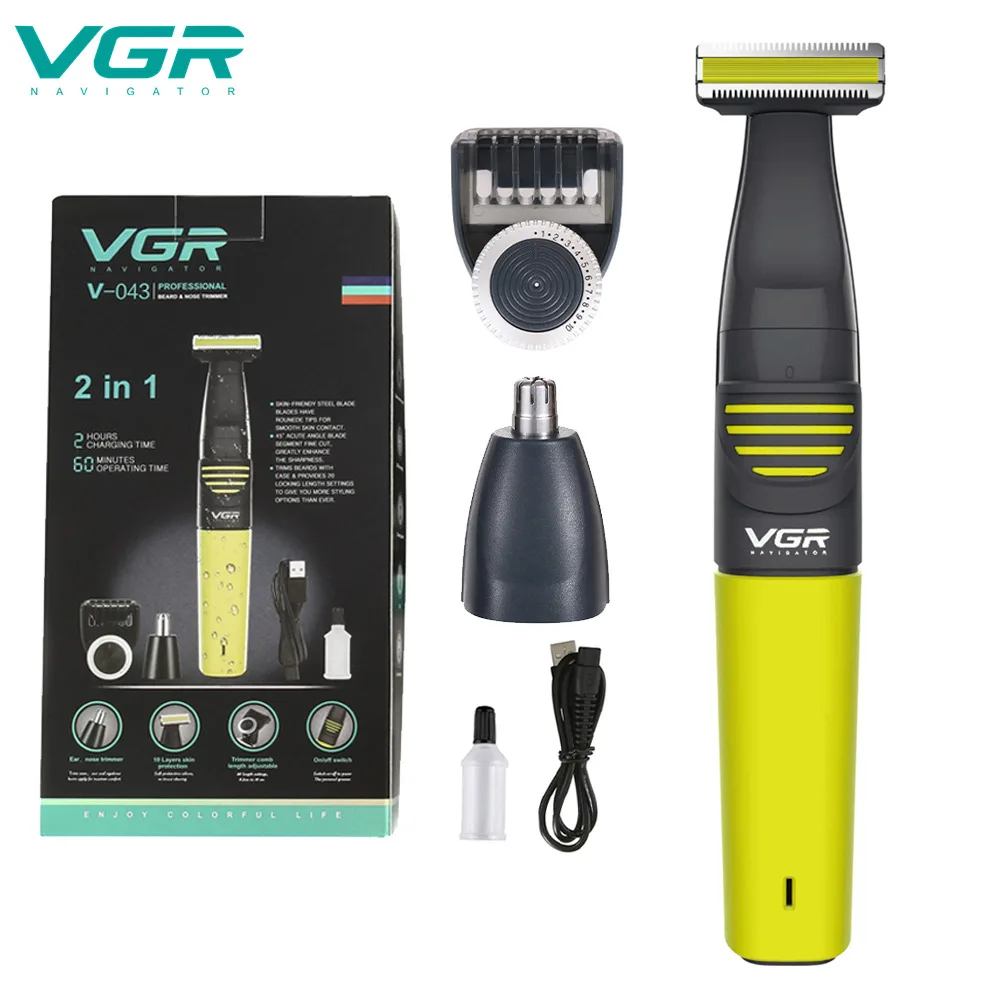 

VGR Professional Facial Body Hair Trimmer for Men Beard Trimmer Stubble Hair Cutter Electric Nose Mustache Trimer Rechargeable