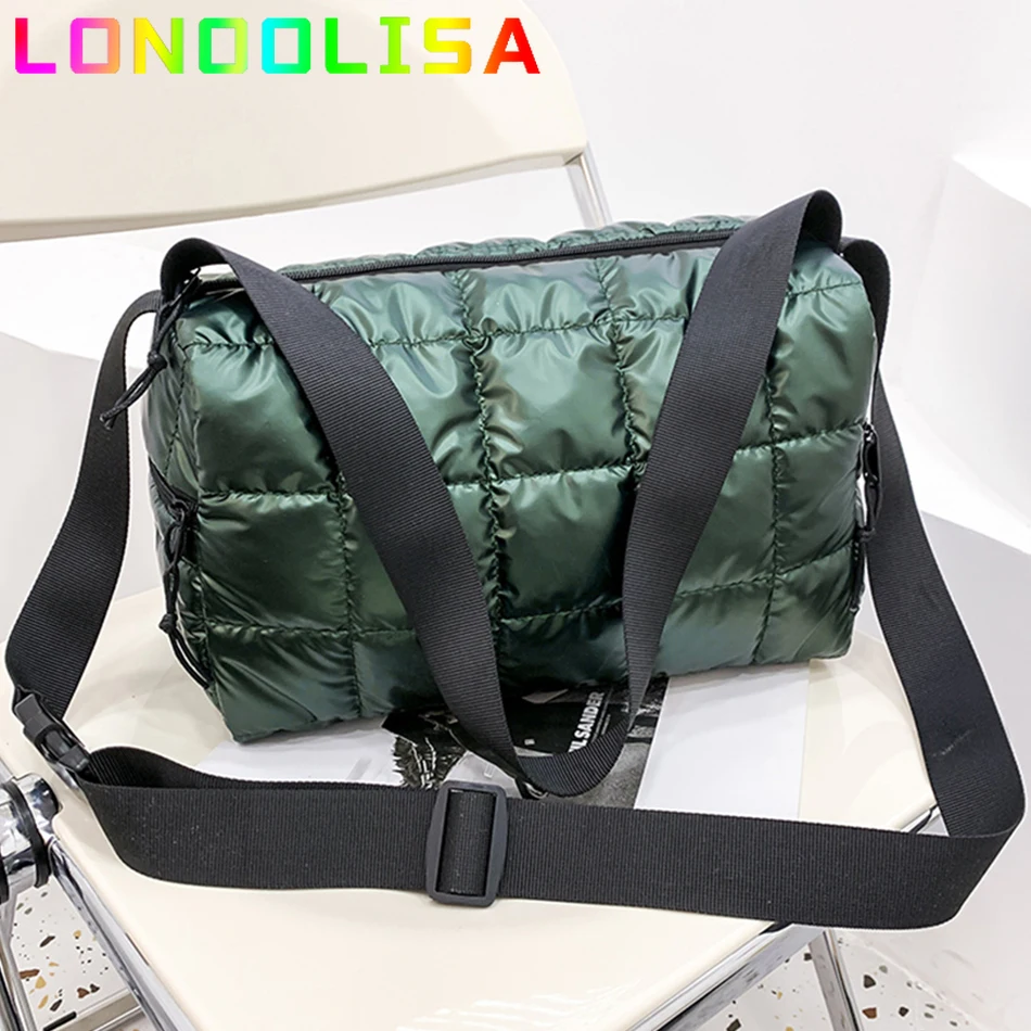 

Casual Shoulder Space Bag Designer for Women Handbag Quilted Bucket Crossbody Cotton Down Bag Warm Trend Winter Big Capacity Sac