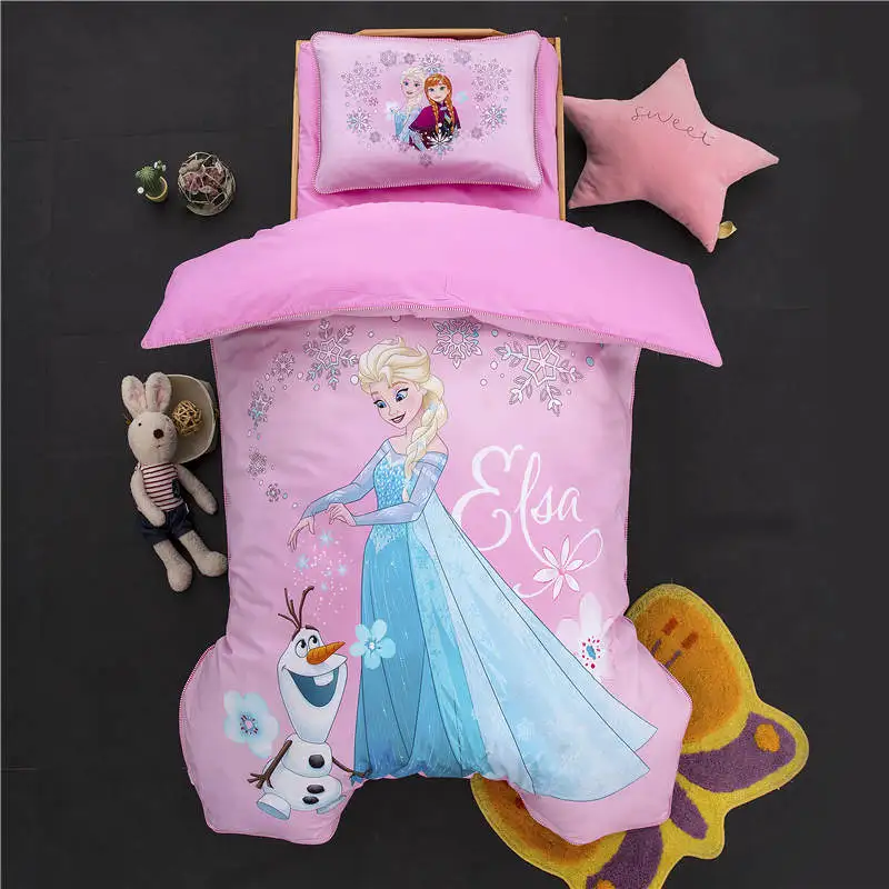 

Pink Disney Frozen Elsa Bedding set for Girls Baby 47"X59" Crib Size Quilt Duvet Cover Cotton Bed Linens Kids Comforter 3D print