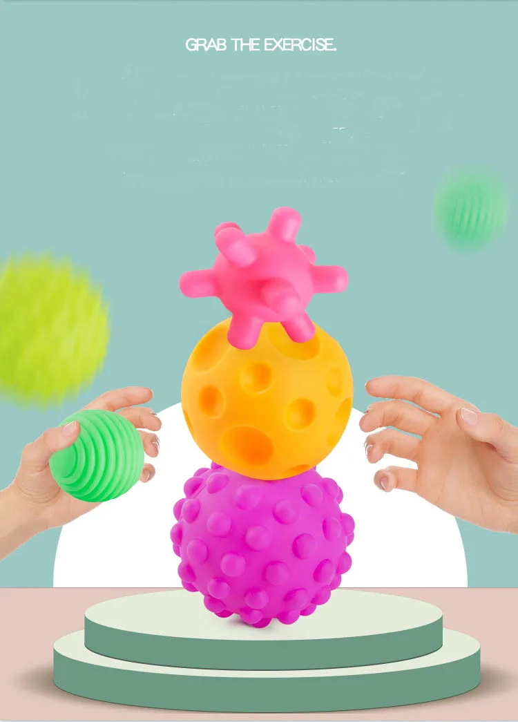 

6Pcs/set Baby Toy Ball Set Develop Baby's Tactile Senses Toy Touch Hand Ball Toys Baby Training Ball Massage Soft Ball