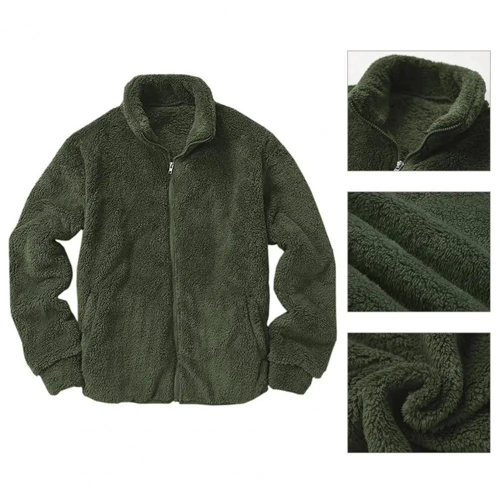 Classic Men Warm Fleece Fuzzy Coat Jacket Coat Double Sided Velvet  Breathable images - 6