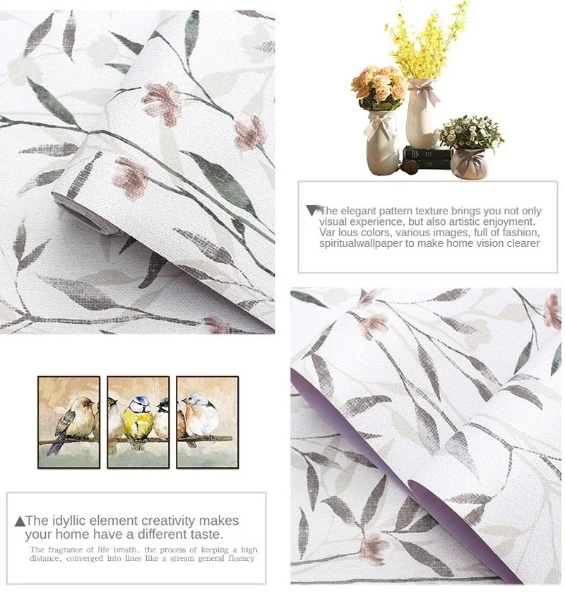 

Floral Flower Self Adhesive Wallpaper Vinyl Murals hand-paintedWall Papers Design for Walls Bedroom Home Decor 3d wallpaper