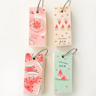 

Fruits Cactus Paper Notebook Binder Ring Easy Flip Flash Cards Study Notes School Supplies Stationery