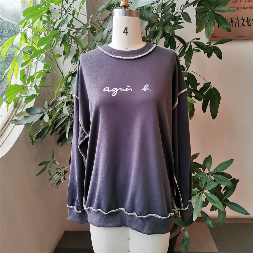 Streetwear Hoodies Women 2022 Round Neck Letter Print Ladies Pullover Patchwork Casual Female Clothing Sweatshirt Leisure Tops