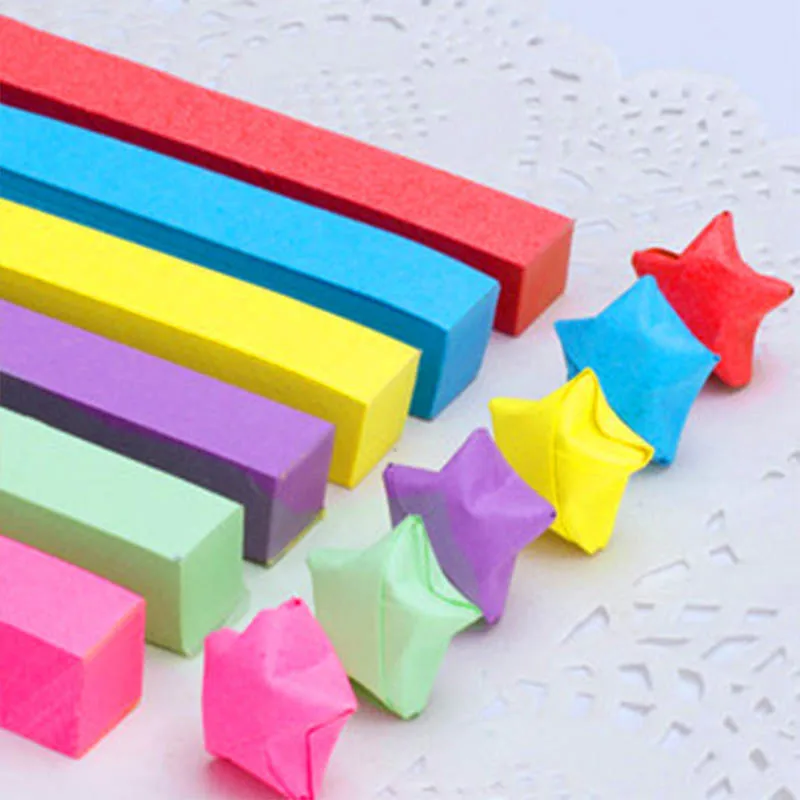 

DIY Handcraft Fold Origami Papers Colorful Star Strip Lucky Star Papers Origami Set Gift Material Paper Decoration