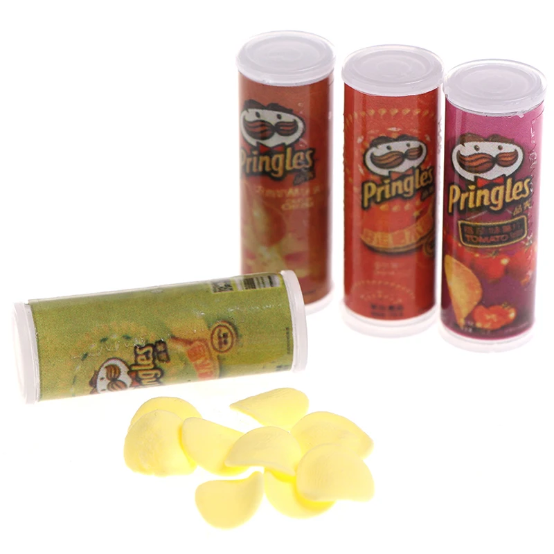 

4 шт./компл. 1:12 кукольный домик Миниатюрные бутылки для продуктов, картофельных чипсов, кукольная еда для кукольного домика, наклейки, новинк...