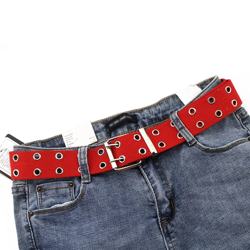 

Fashion Children Kids Solid Color Belt Unisex Hollow Out Small Holes Belts Boys Girls Canvas Jeans pants Belt Adjustable