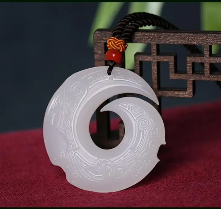 Натуральный драгоценный камень Hetian нефритовый пончик ожерелье с пересылкой