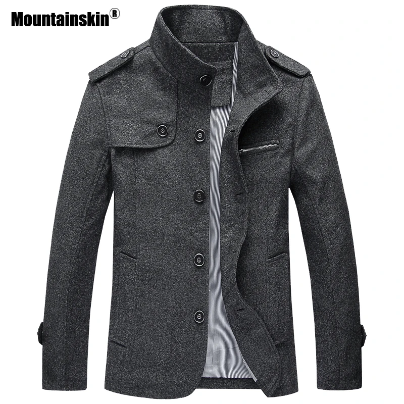 Куртка Mountainskin Мужская шерстяная повседневная однотонная куртка с воротником
