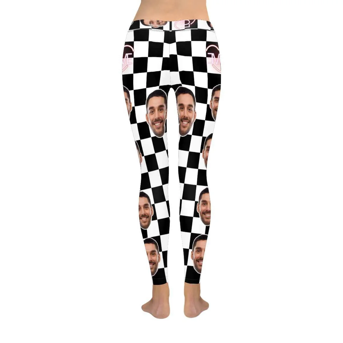 

Custom Face Black White Grid Low Rise Leggings