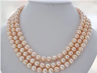 free shipping 8 9mm aaa pink round freshwater cultured pearl necklace 17inch