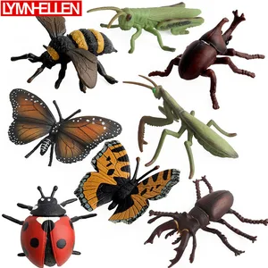 Моделирование насекомое пчела молитва мантис бабочка игрушки Божья коровка саранчой пластиковые модели Фигурки Обучающий набор детских кукол