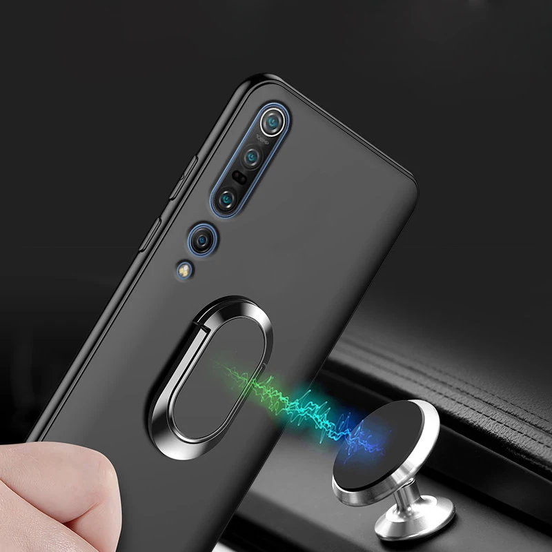 Силиконовый чехол для Xiaomi MI 10 mi10 Pro магнитный автомобильный с кольцом на палец