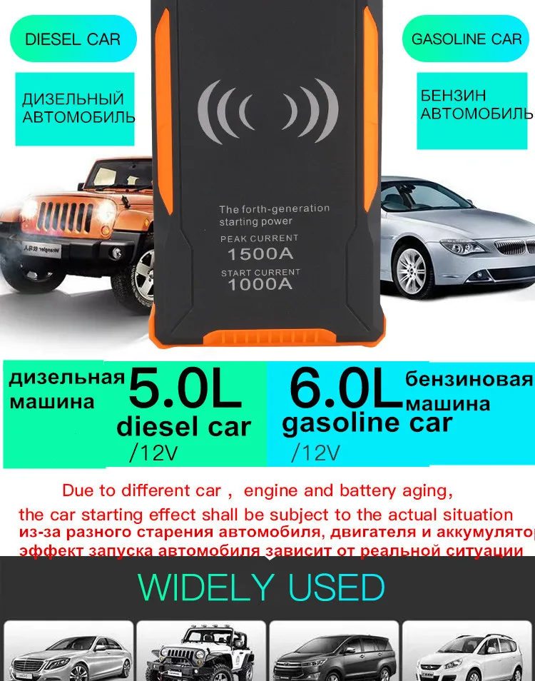 Мини Супер мощный автомобильный пусковой аккумулятор 12 в большой емкости 600А портативный автомобильный пусковой Аккумулятор для бензина и дизельного топлива