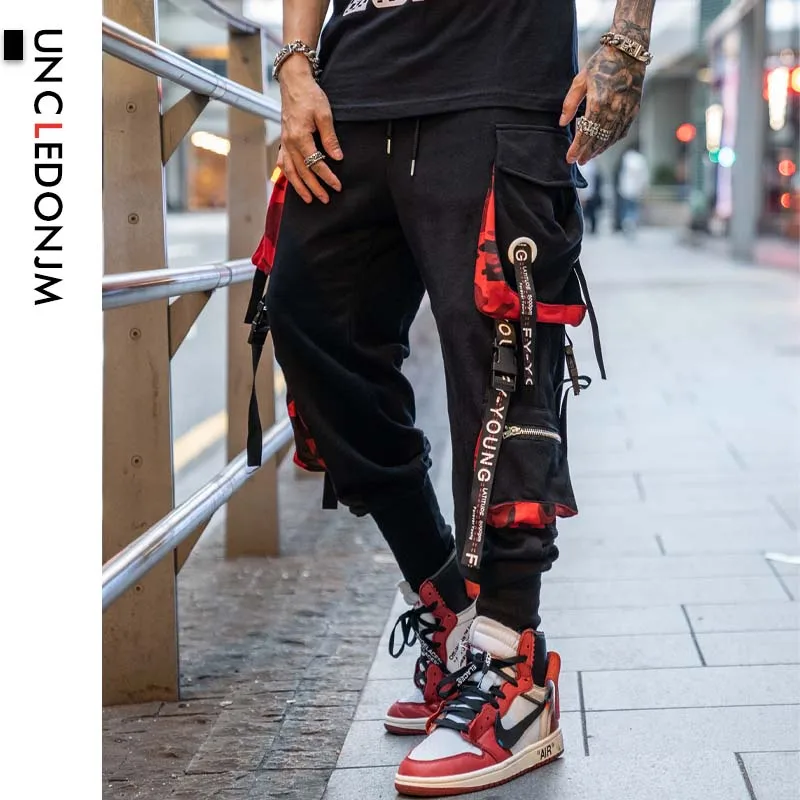UNCLEDONJM брюки мужские блок хит цвет карманные спортивные модные эластичный пояс