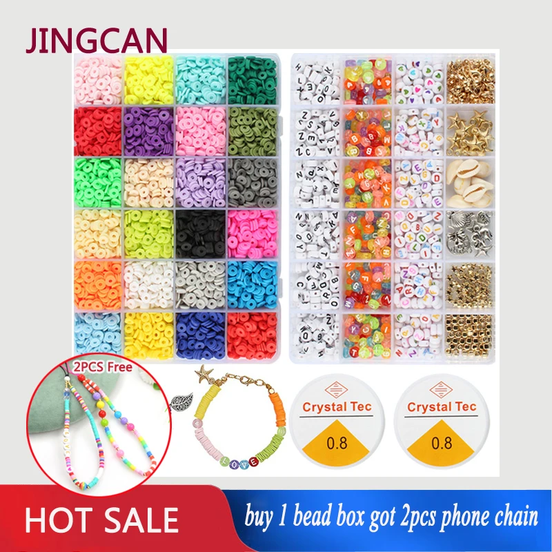 6000PCS New Women Hot Selling 48 Grid Clay Beads Polymer Embellishments Set 6MM Fimo Polymer Clay Bracelet DIY Handmake Jewelry