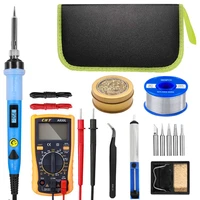 80w digital soldering iron kit electric soldering iron with on off switch knife desoldering pump soldering iron tools