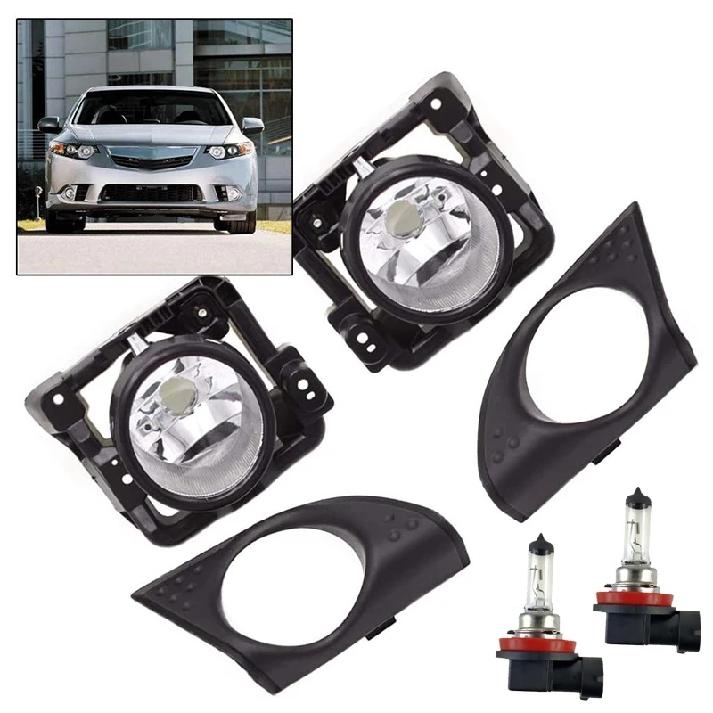 

1 Set Fog Light Lamp and Cover Grille Grill Trim Replacement Fit for 2009-2010 Acura TSX 4 Door Sedan