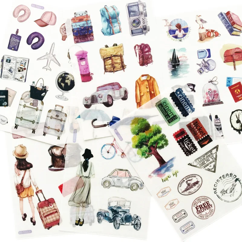 

6 Sheets/Pack Kawaii Travel Note Paper Sticker Adhesive Craft Stick Label Notebook Computer Phone DIY Decor Kids Gift Stationery