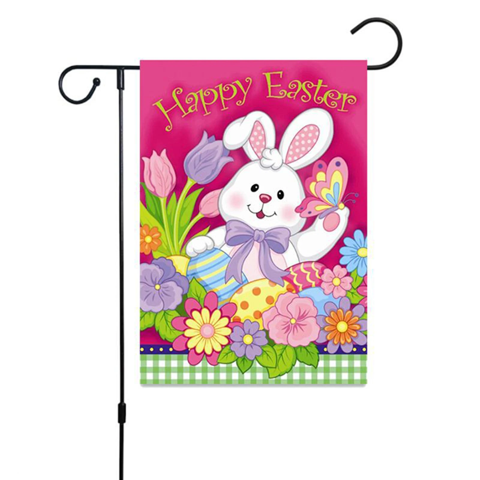 Пасхальный Садовый флаг с рисунком кролика и яйца праздничный баннер уличное