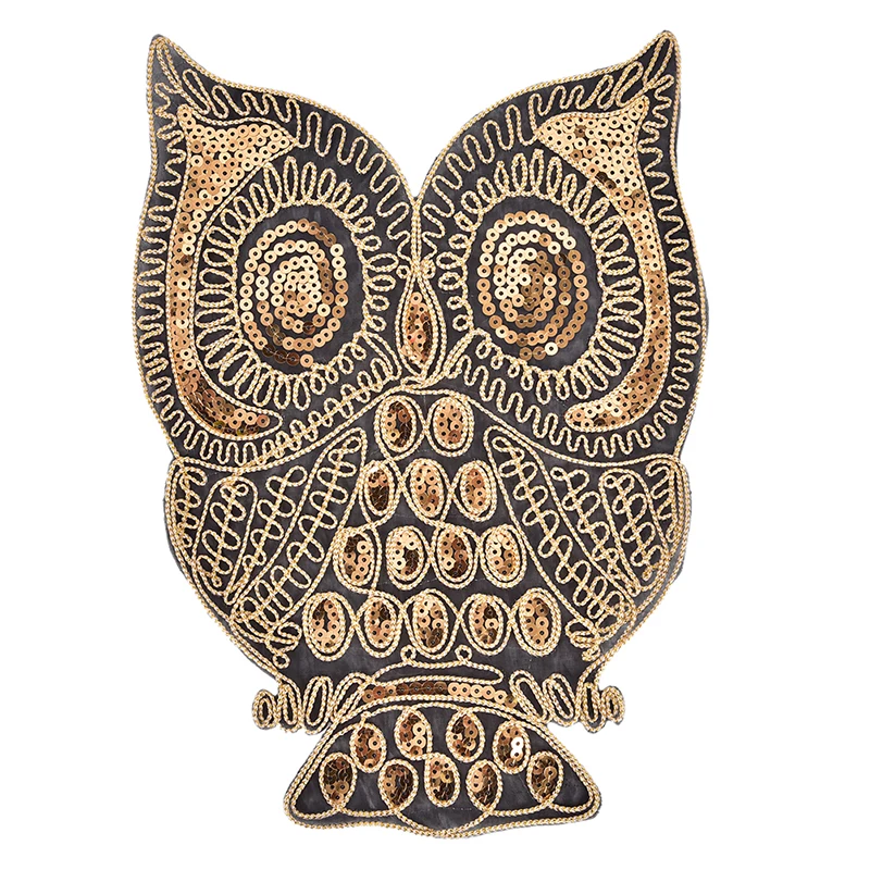 

Owl Sequin Embroidered Patches for Clothing Iron on Applique Stripes Clothes Jean Animal Bird Motif Fabric Sticker Badges Craft