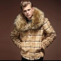 fashion mens mink fur warm coat outwear high quality faux artificial fur outwe veste dhiver pour homme chapeau mignon y257