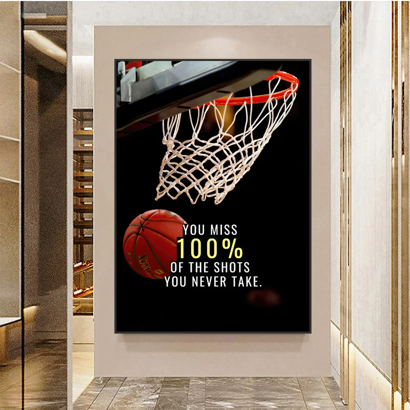 

Modern Canvas Paintings, You Miss 100% of the Shots You Never Take. Basketball Poster Prints Wall Art Pictures Living Room Decor