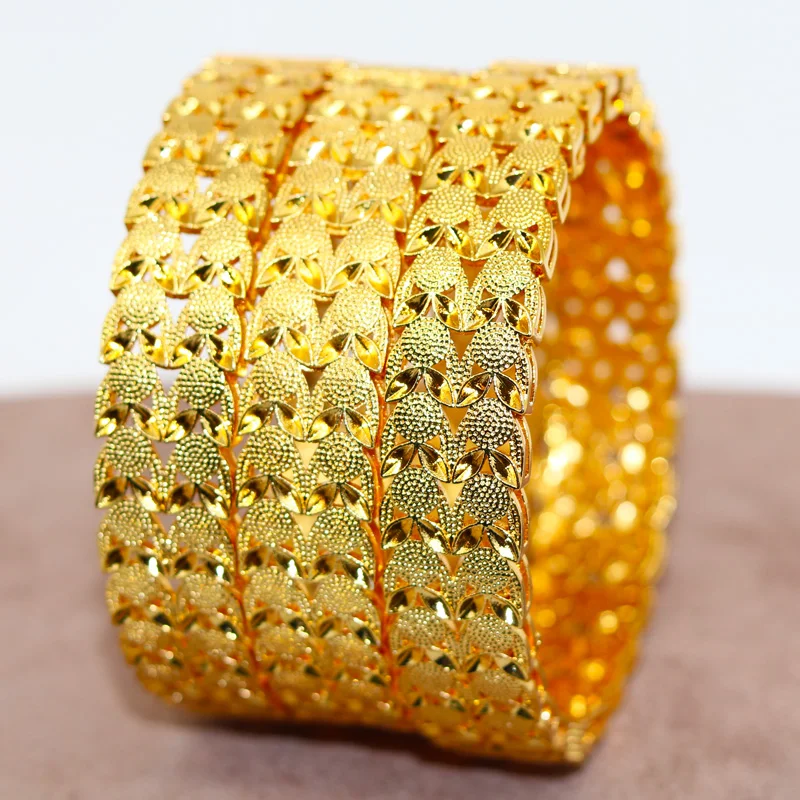

4 pieces of Classic Gold Bracelet 24K Saudi Arabia Dubai women's bracelet Africa Habesha Ethiopia gold jewelry girl