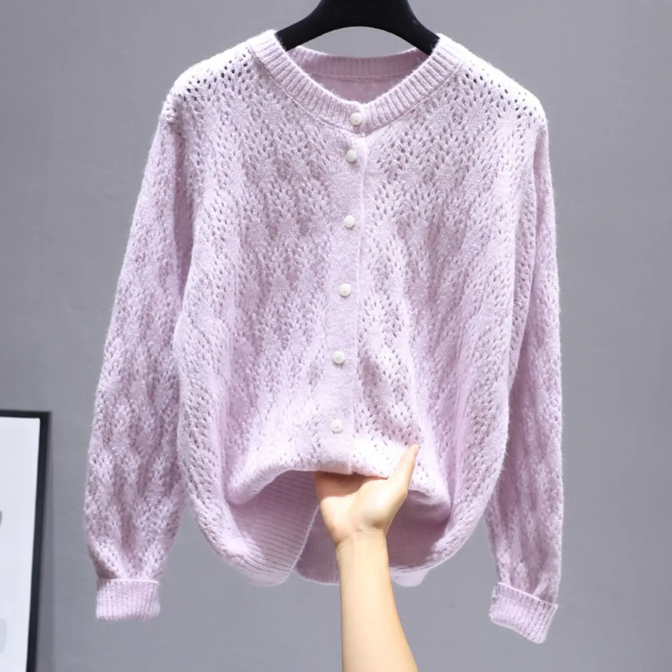 

Purple Spring Fall Japan Fairy Cardigans Long Sleeve Sweater Loose Coat Casual Cloth Girl Jacket V-neck Tops Clothes for Women
