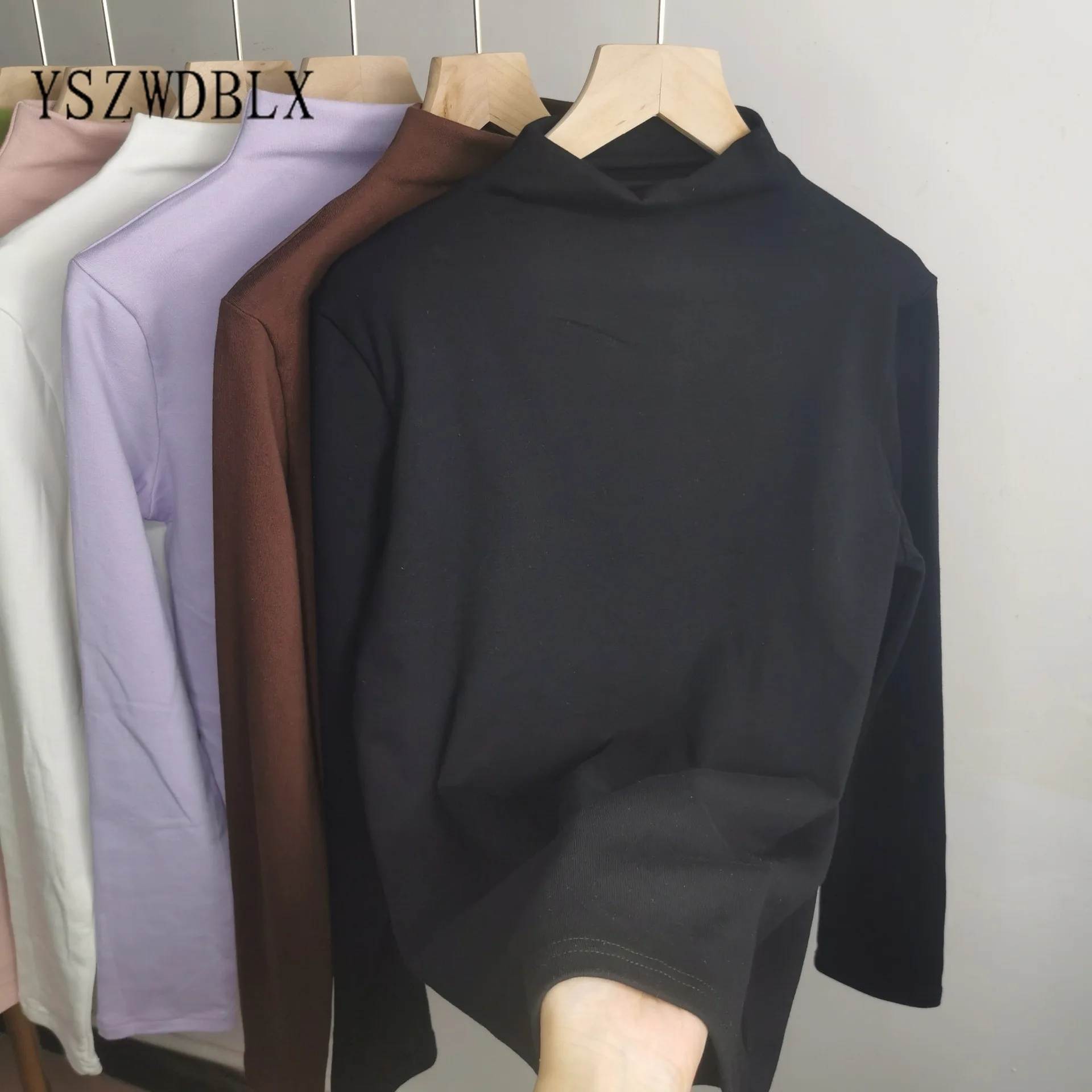 Футболки с длинным рукавом Женские базовые пуловеры осень весна 2021 однотонная