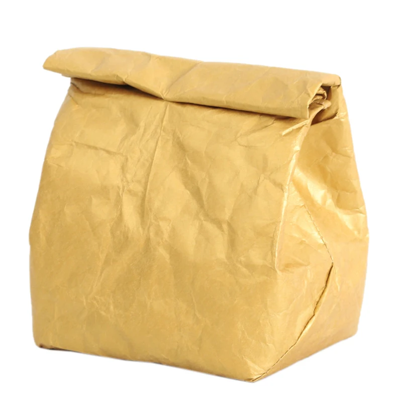 

Reusable Brown Paper Lunch Bags Insulated Lunch Box DuPont Paper Aluminum Film Picnic Ice Bag Waterproof Bag