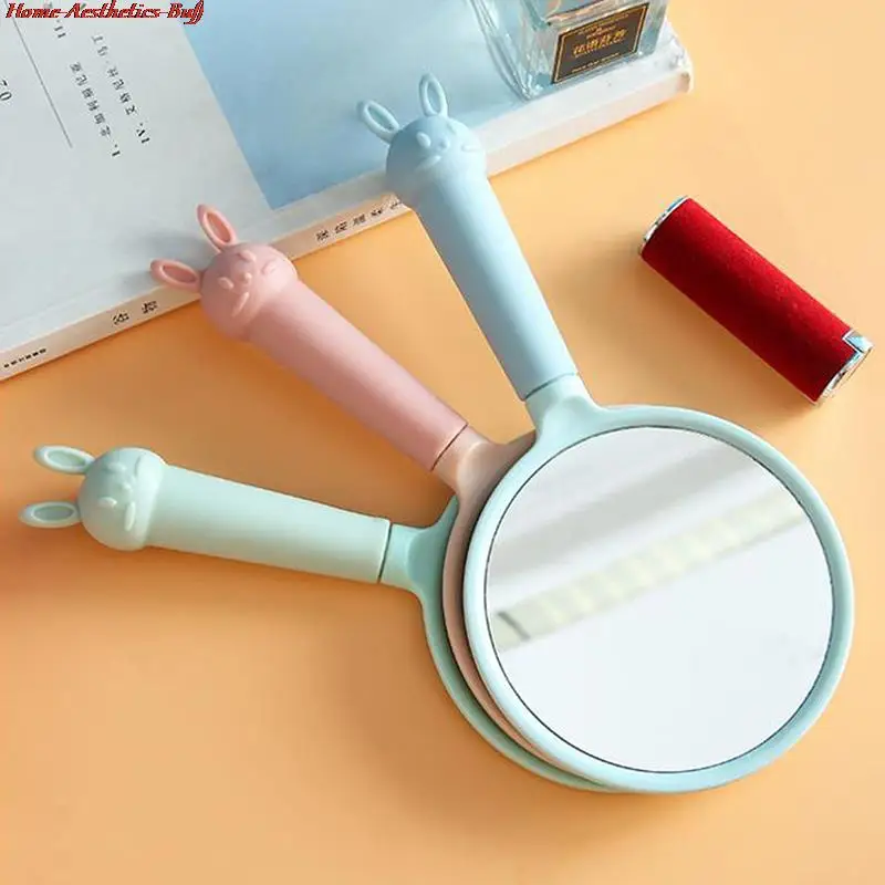 

Cartoon Hand Held Round Cosmetic Mirror Hairdressing Styling Tools for Women