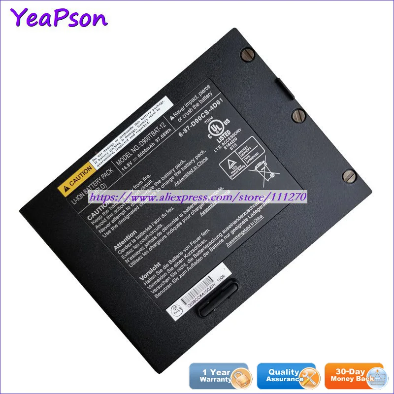Аккумулятор Yeapson D900TBAT-12 6-87-D90CS-4D61 14 8 в 6600 мАч 97.68 Втч для Clevo PortaNote D900 D900T D900K серии 9800 |