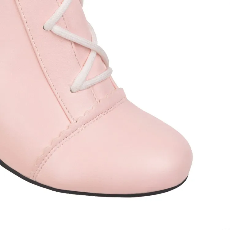 Зимние сапоги женские до середины икры на высоком квадратном каблуке с круглым