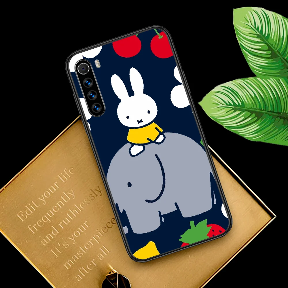 

Miffes Cartoon Bunny Phone Case For Xiaomi Redmi Note 7 8 8T 9 9S 4X 7 7A 9A K30 Pro Ultra black Coque Trend Cell Silicone Back
