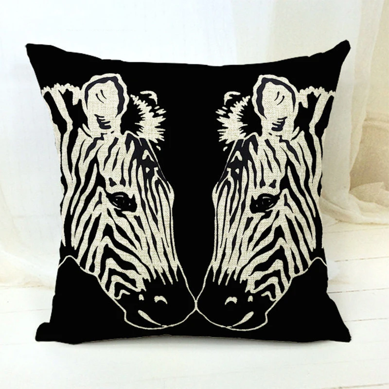 Наволочки для подушки в черно бежевую полоску из хлопка с принтом зебры Almofadas 45x45