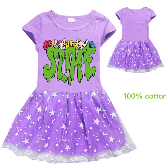 

Новое рождественское платье с мультяшным принтом «я против меня», одежда для маленьких девочек, из хлопка, полиэстера, длиной до колена