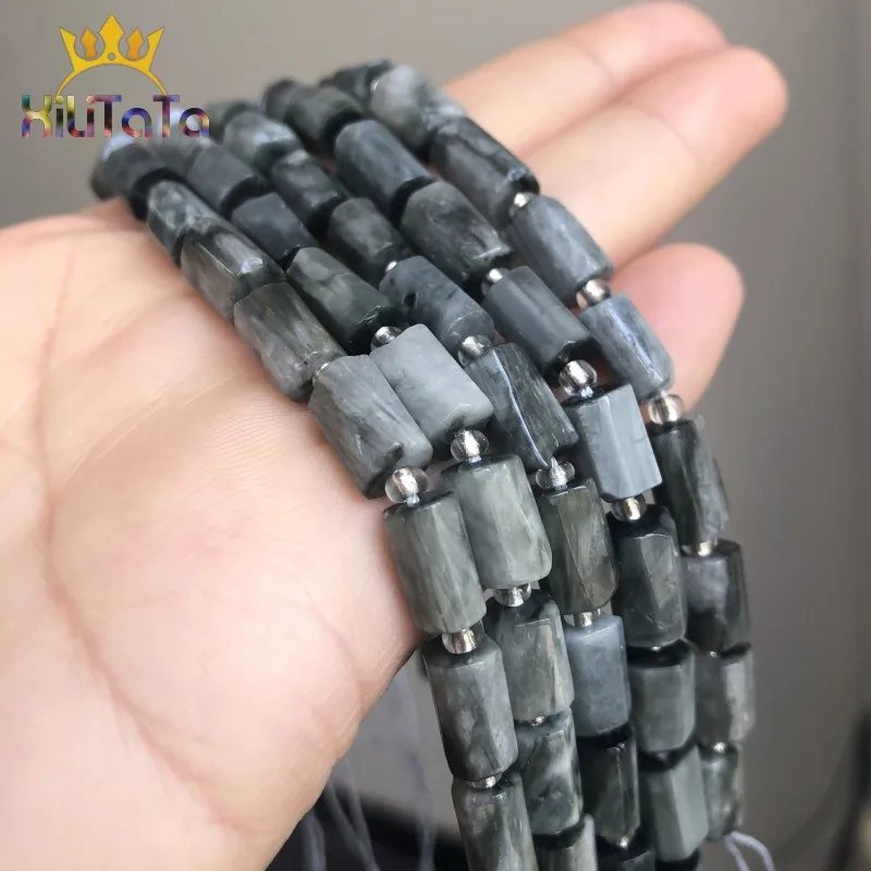 Граненые бусины Hawk Eye цилиндрические россыпью для изготовления ювелирных