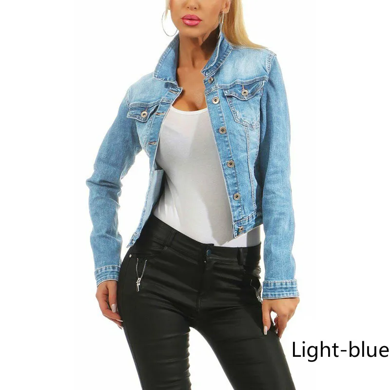

Fashion Women Casual Coat Autumn Black Slim Denim Jacket Female Streetwear Outwear Coat 3XL Women Winter Long Sleeve Clothes