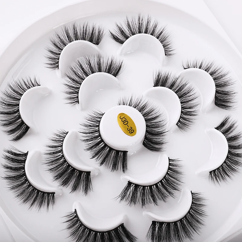 

7 Pairs Of Lotus Plate False Eyelashes Hand-Made Imitation Mink False Eyelashes Naturally Long Thick 3D False Eyelashes