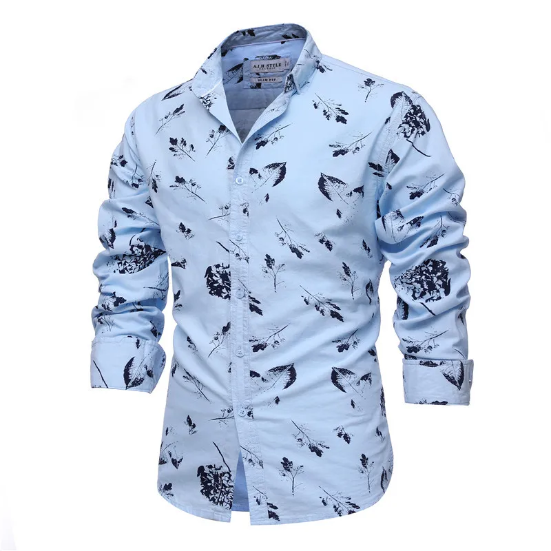 2022 Spring Cotton Print Men's Shirt Slim Fit Business Casual Man Shirt Men's Clothing Top Shirts for Men