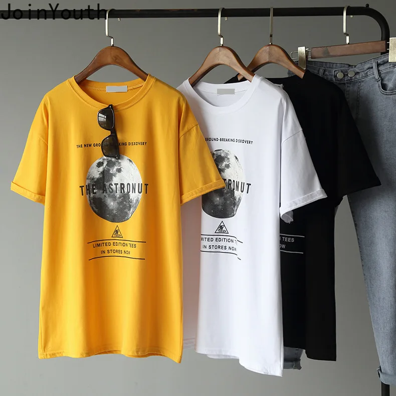 Женские футболки с коротким рукавом Joinyouth корейские повседневные буквенным