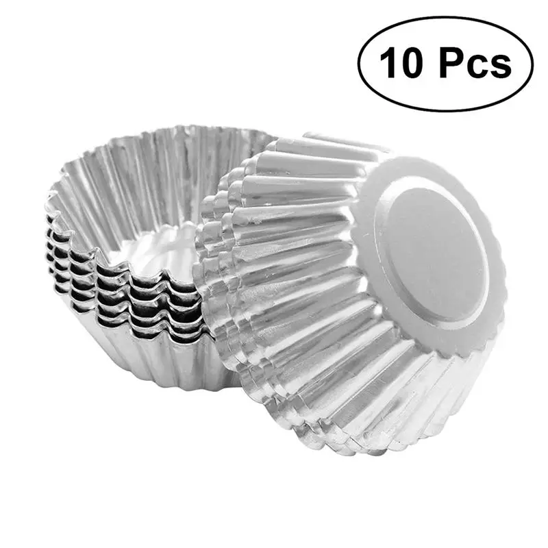 

10pcs Nonstick Ripple Aluminum Alloy Egg Tart Mold Flower Shape Reusable Cupcake and Muffin Baking Cup Tartlets Pans