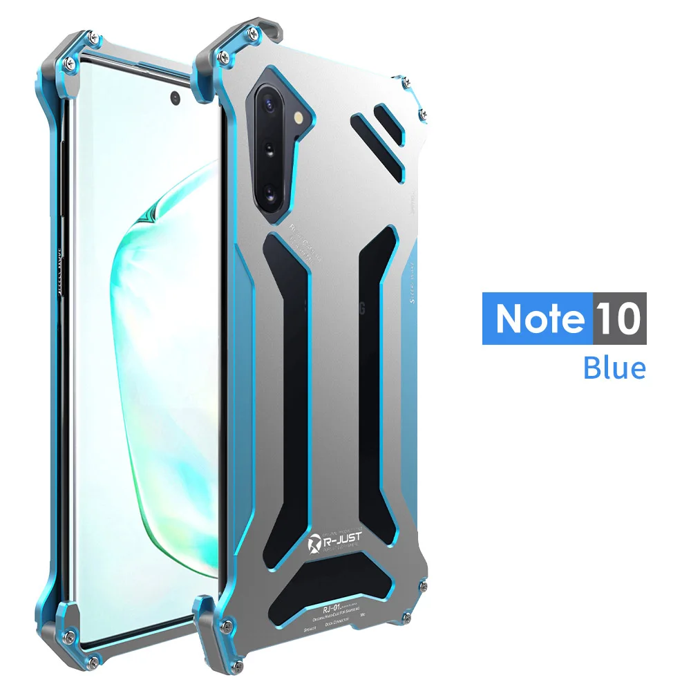 Металлический бампер R-JUST серии Gundam для iPhone 11 Pro Max Galaxy S10 5G S10e S8 S9 PLUS NOTE 10 Plus 9 8 Armor Doom алюминиевый корпус - Цвет: Blue