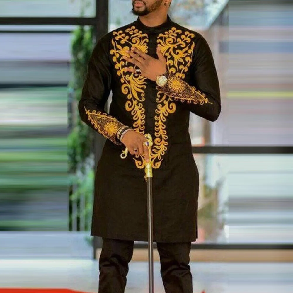 

dubai muslim long t-shirt tops autumn long sleeve printed male 2021 new fashion African Jewish abaya dubai qamis homme men cloth