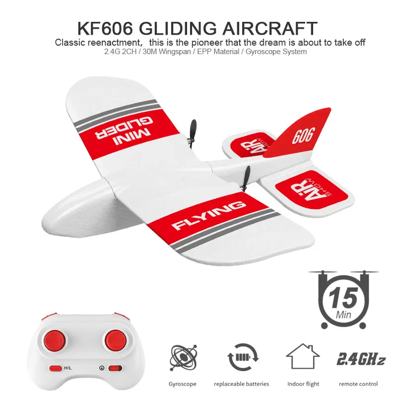 

RC Plane KF606 2.4Ghz EPP Flying Aircraft Mini Glider Airplane Foam 15 Minutes Fligt Time RTF Foam Plane Toys Kids Gifts