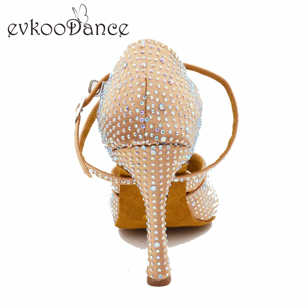 Туфли для танцев Evkoo цвет хаки черный сатиновые танцевальные туфли со стразы