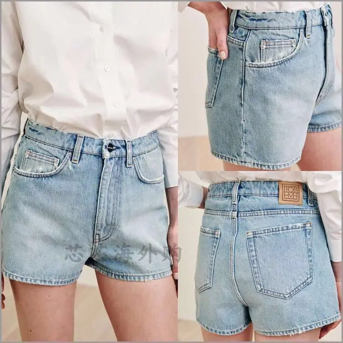 Женские джинсовые шорты с завышенной талией paragraph темно синие винтажной