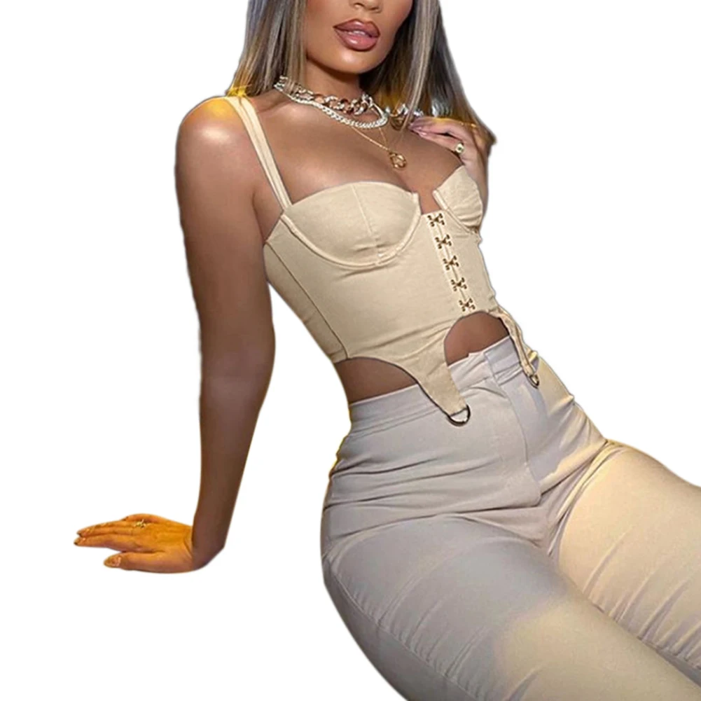 Женский топ без бретелек с завязками и пряжками однотонный летний | Женская