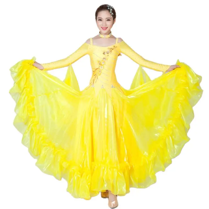 Новый дизайн женское стандартное платье для бальных танцев с алмазной вышивкой